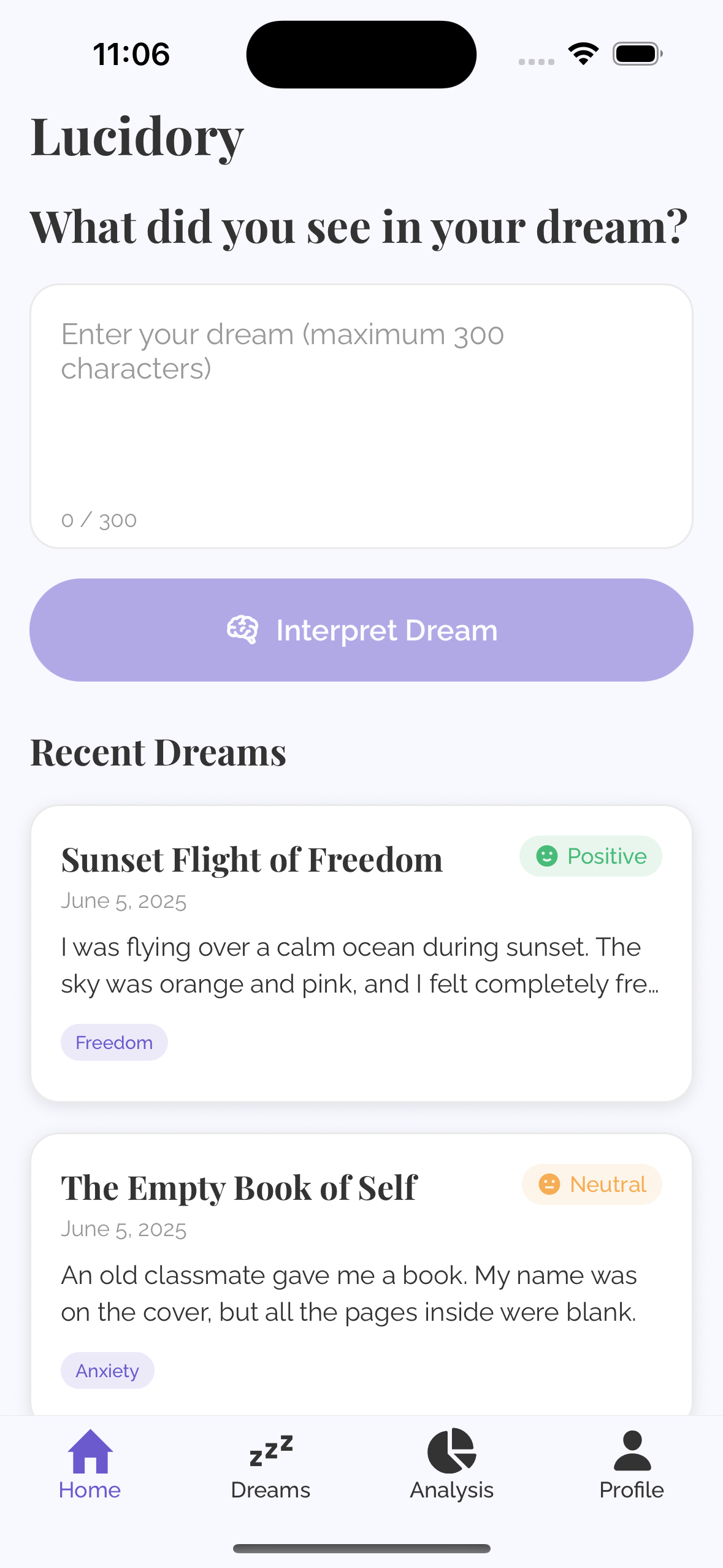 Lucidory App Interface